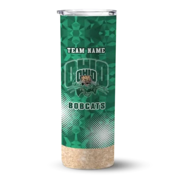 Customized Ohio Bobcats Starburst Tiles Green Skinny Tumbler