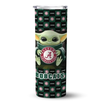 Customized Ohio Bobcats Yoda Cozy Green Black Skinny Tumbler