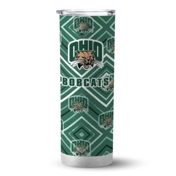 Customized Ohio Bobcats Zipper Leopard Green Skinny Tumbler
