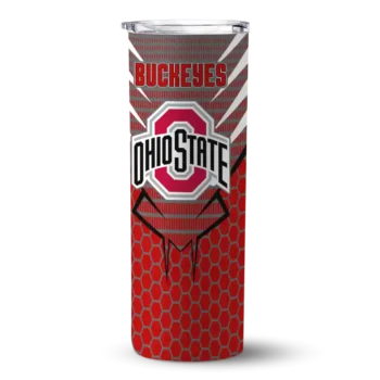 Customized Ohio State Buckeyes Chevron Stripes Scarlet Skinny Tumbler