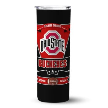Customized Ohio State Buckeyes Helmet Belt Scarlet Black Skinny Tumbler