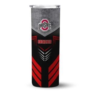 Customized Ohio State Buckeyes Hexagon Honeycomb Scarlet Black Skinny Tumbler