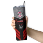 customized-ohio-state-buckeyes-hexagon-honeycomb-scarlet-black-skinny-tumbler-best-selling.webp