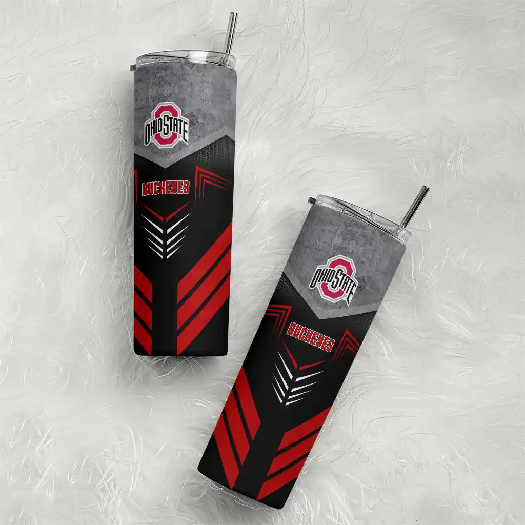 customized-ohio-state-buckeyes-hexagon-honeycomb-scarlet-black-skinny-tumbler-top-rated.webp