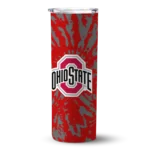 customized-ohio-state-buckeyes-metallic-grid-scarlet-skinny-tumbler-best-selling.webp