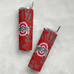 customized-ohio-state-buckeyes-metallic-grid-scarlet-skinny-tumbler-best-selling.webp