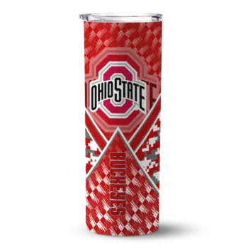 Customized Ohio State Buckeyes Monogram Burst Scarlet White Skinny Tumbler