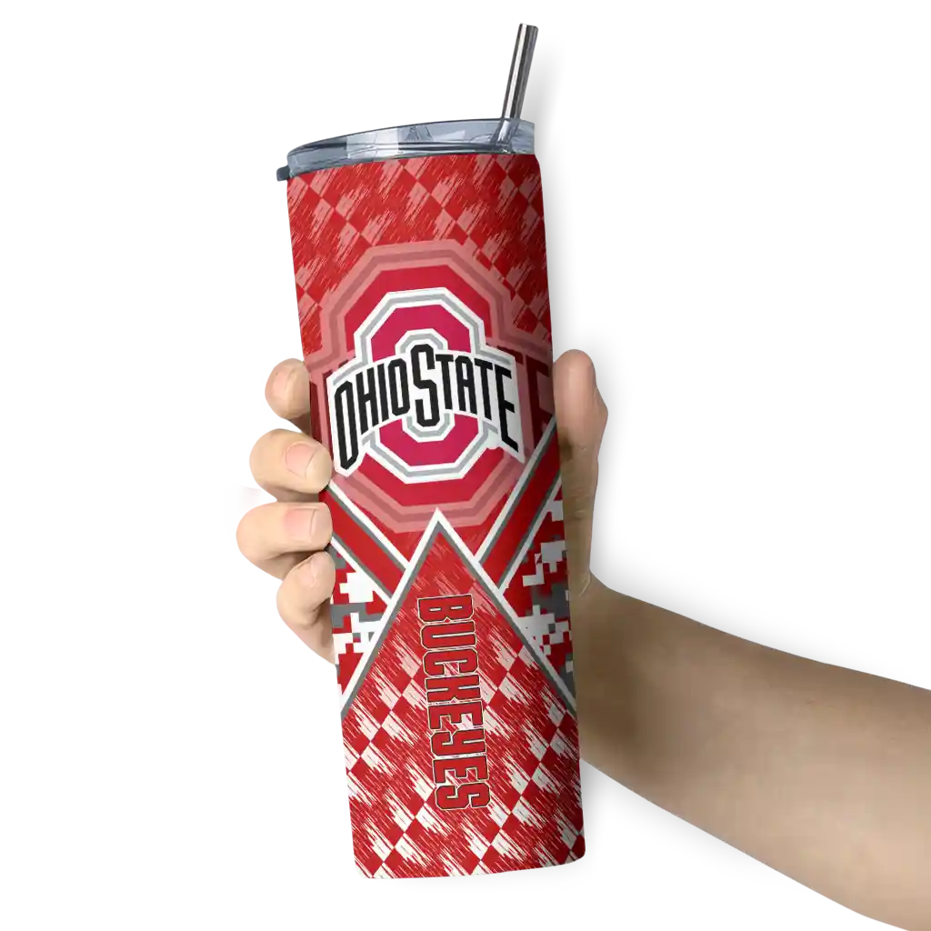 customized-ohio-state-buckeyes-monogram-burst-scarlet-white-skinny-tumbler-premium-grade.webp