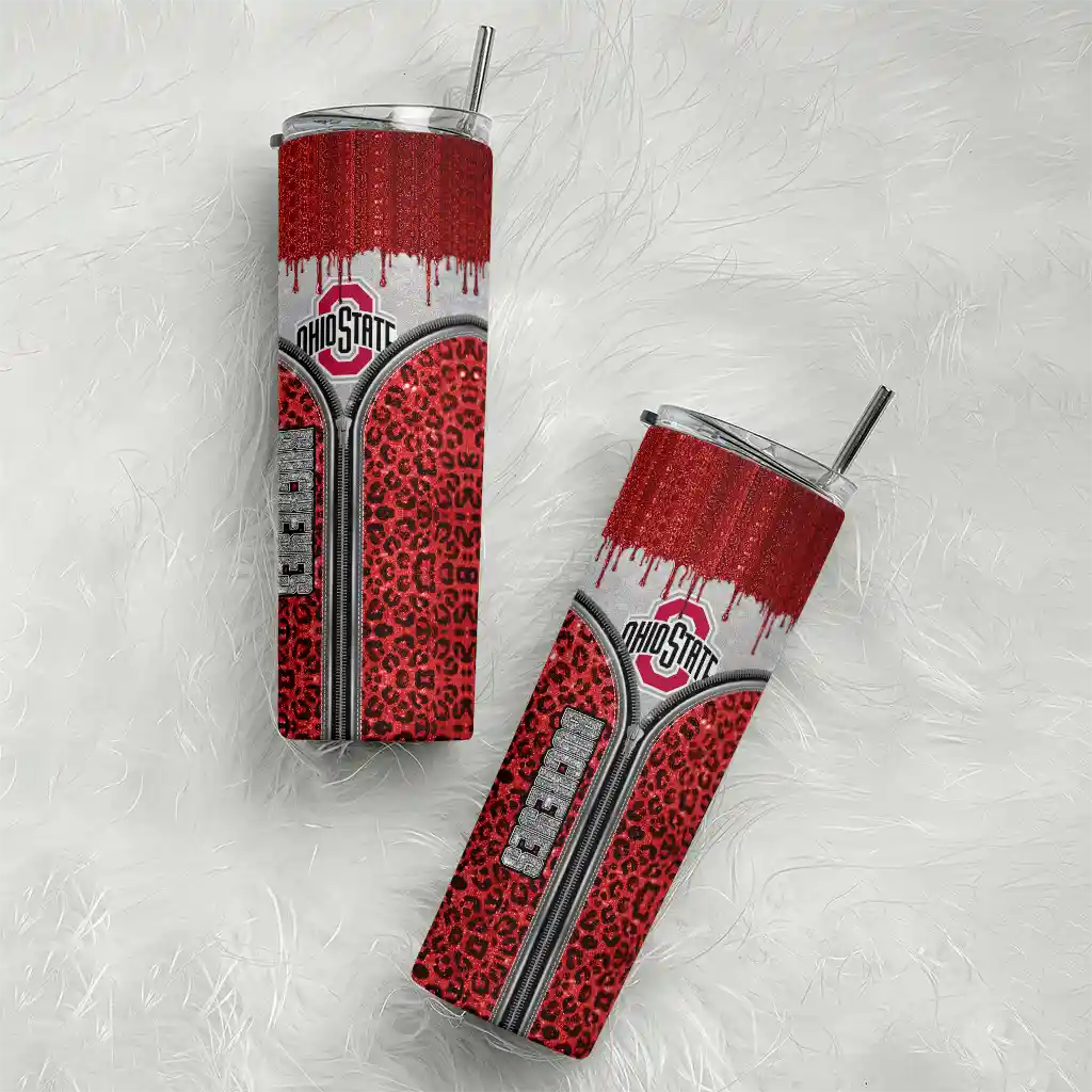 customized-ohio-state-buckeyes-sparkle-drip-scarlet-skinny-tumbler-top-rated.webp
