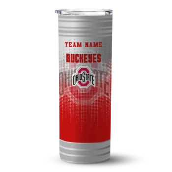Customized Ohio State Buckeyes Swirl Texture Scarlet Skinny Tumbler