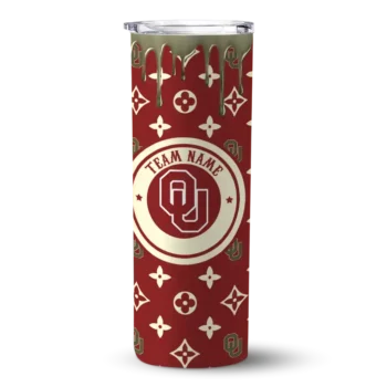Customized Oklahoma Sooners Camo Streak Crimson Skinny Tumbler