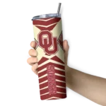 customized-oklahoma-sooners-camo-texture-crimson-skinny-tumbler-best-selling.webp