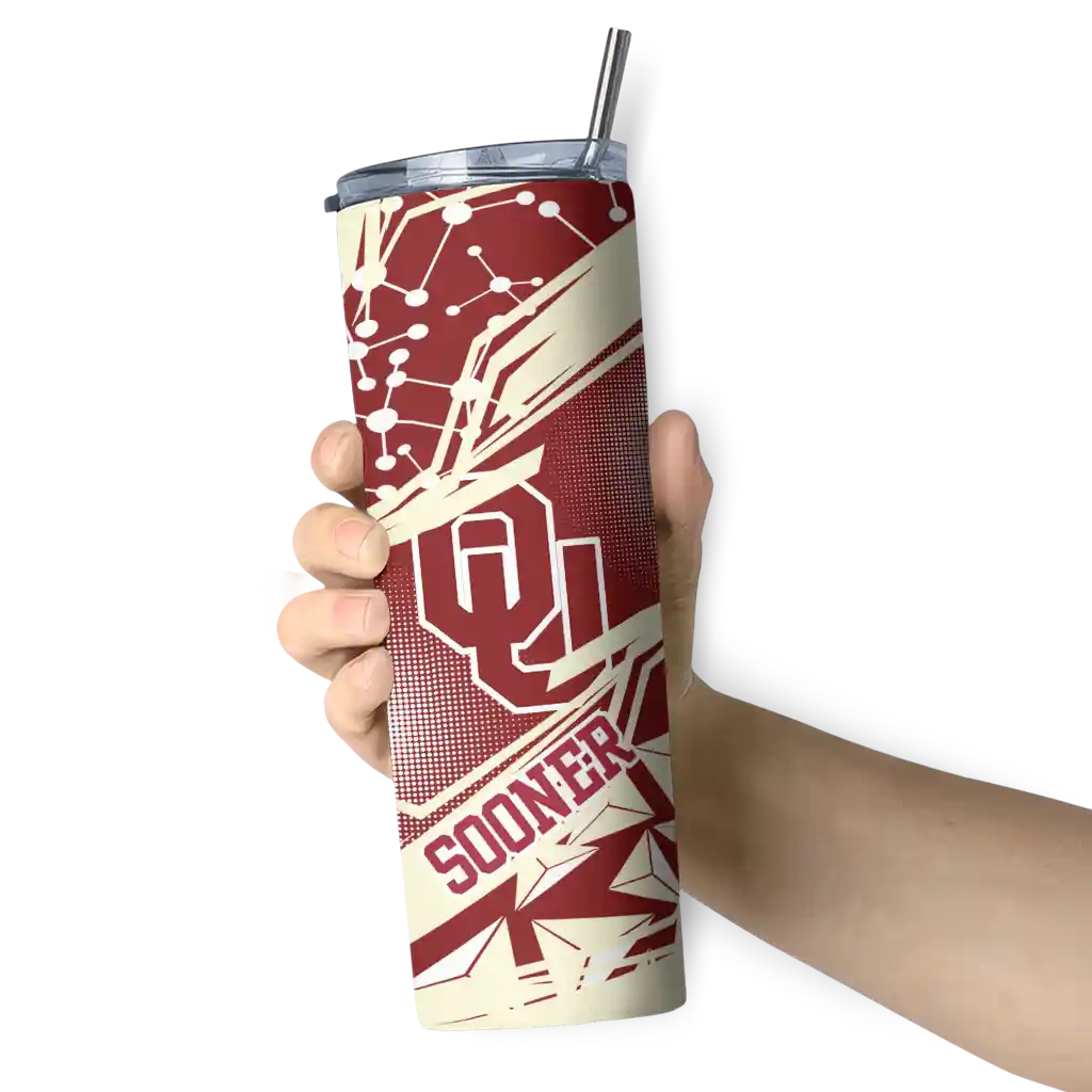 customized-oklahoma-sooners-helmet-clash-crimson-skinny-tumbler-premium-grade.webp