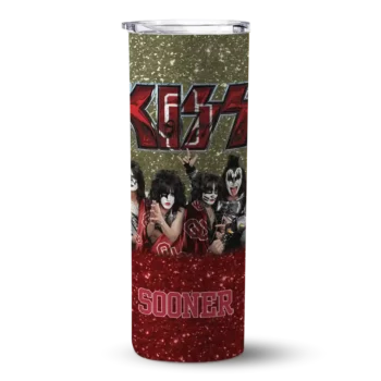 Customized Oklahoma Sooners Kiss Band Cream Skinny Tumbler