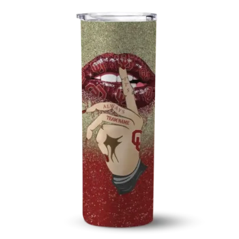 Customized Oklahoma Sooners Sparkle Lips Crimson Skinny Tumbler