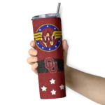 customized-oklahoma-sooners-star-cluster-crimson-skinny-tumbler-best-selling-2.webp