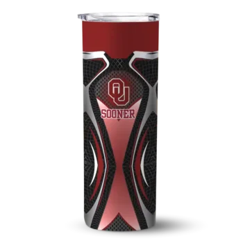 Customized Oklahoma Sooners Superman Emblem Crimson Black Skinny Tumbler