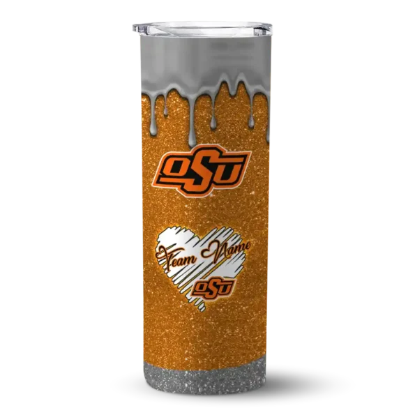 customized oklahoma state cowboys pixel fade orange skinny tumbler best selling