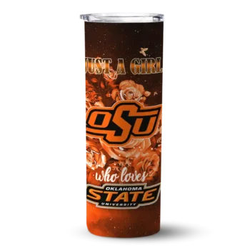 Customized Oklahoma State Cowboys Rose Romance Orange Black Skinny Tumbler