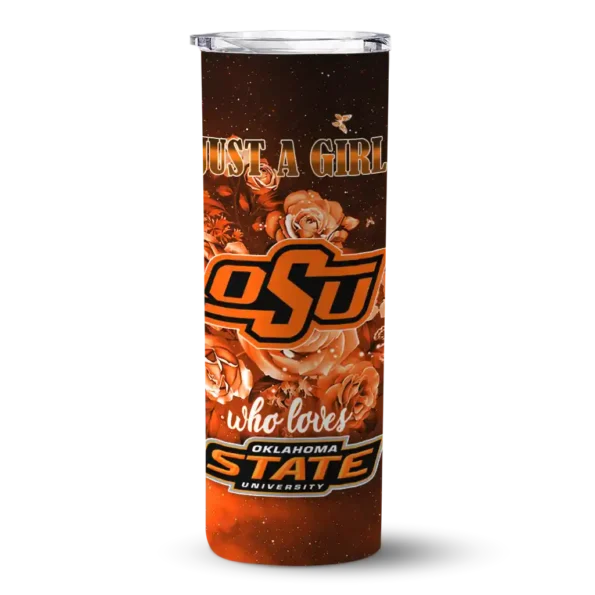 customized oklahoma state cowboys rose romance orange black skinny tumbler best selling