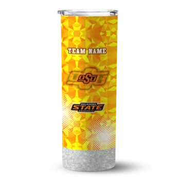 Customized Oklahoma State Cowboys Starburst Tiles Orange Skinny Tumbler