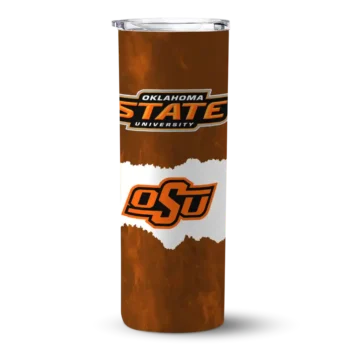 Customized Oklahoma State Cowboys Torn Band Orange White Skinny Tumbler