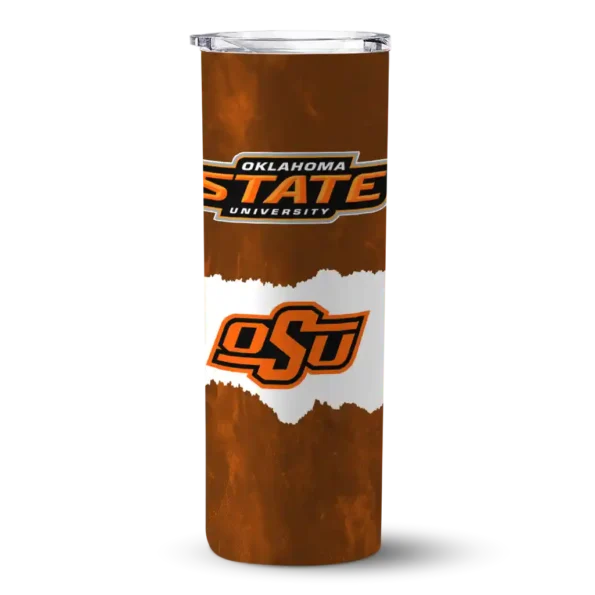 customized oklahoma state cowboys torn band orange white skinny tumbler best selling