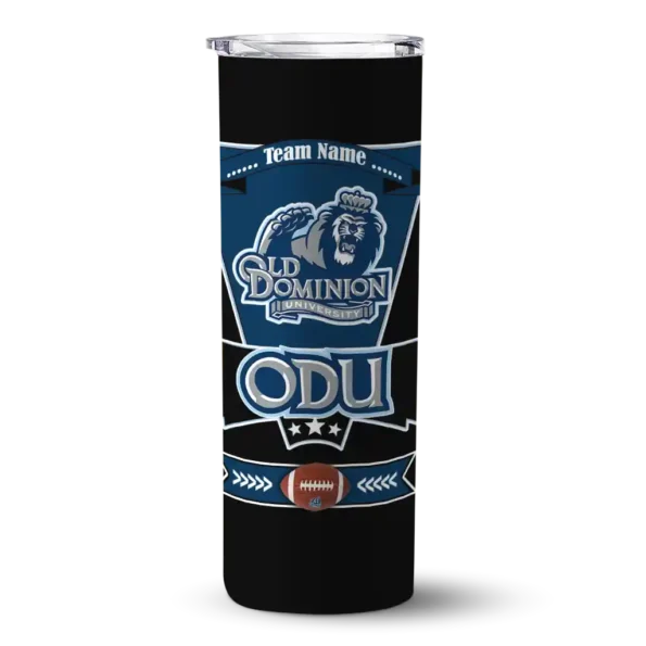 customized old dominion monarchs helmet belt blue black skinny tumbler best selling