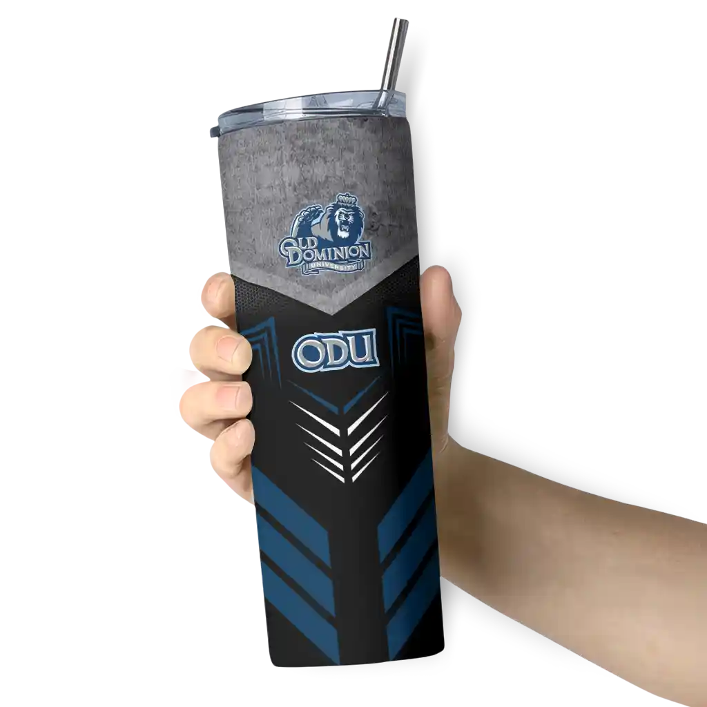 customized-old-dominion-monarchs-hexagon-honeycomb-blue-black-skinny-tumbler-premium-grade.webp