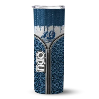 Customized Old Dominion Monarchs Sparkle Drip Blue Skinny Tumbler