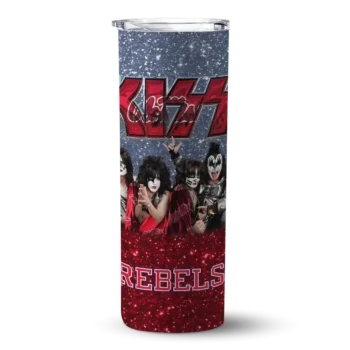 Customized Ole Miss Rebels Kiss Band Blue Skinny Tumbler