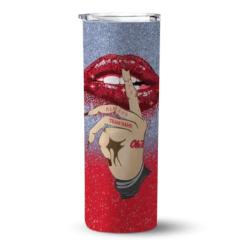 Customized Ole Miss Rebels Sparkle Lips Red Skinny Tumbler