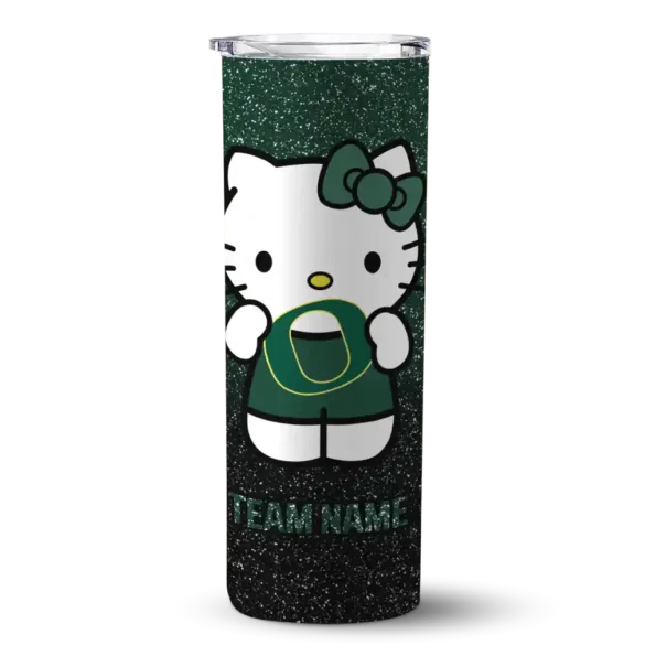 customized oregon ducks hello kitty green black skinny tumbler best selling