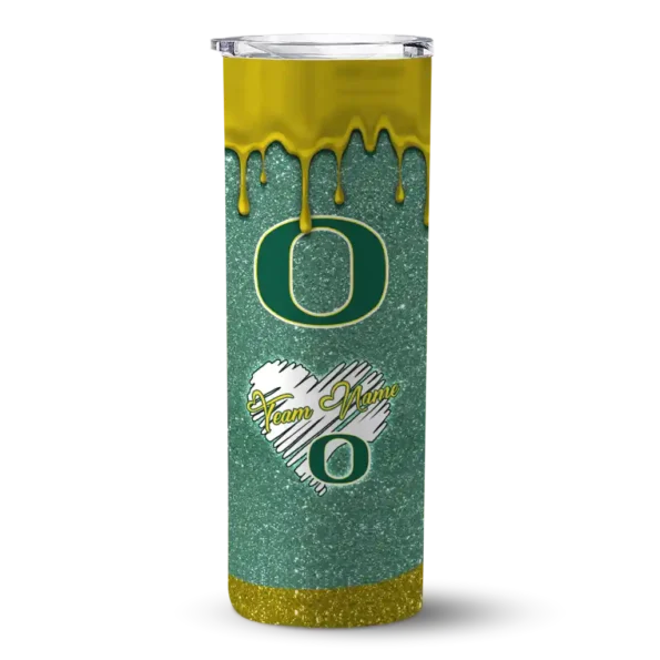customized oregon ducks pixel fade green skinny tumbler best selling