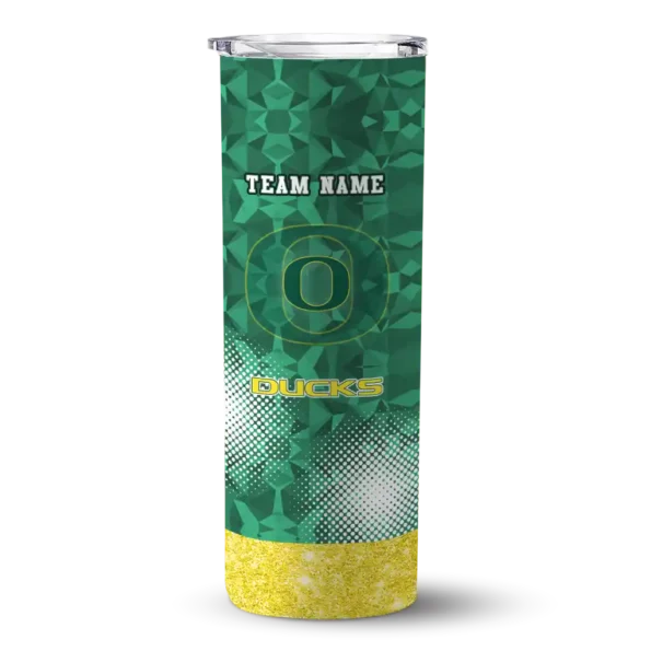 customized oregon ducks starburst tiles green skinny tumbler best selling