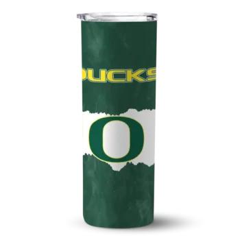 Customized Oregon Ducks Torn Band Green White Skinny Tumbler