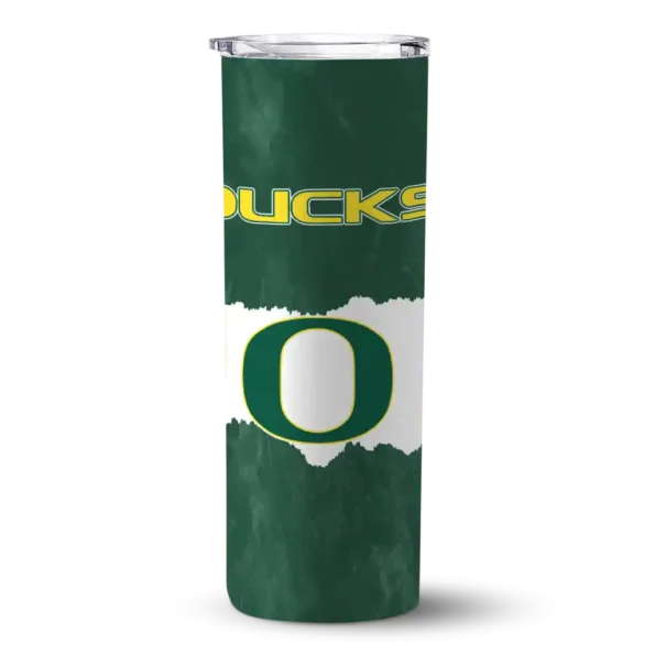 customized oregon ducks torn band green white skinny tumbler best selling