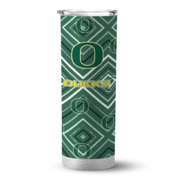Customized Oregon Ducks Zipper Leopard Green Skinny Tumbler