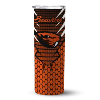 Customized Oregon State Beavers Chevron Stripes Orange Skinny Tumbler