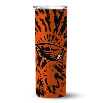 Customized Oregon State Beavers Metallic Grid Orange Skinny Tumbler