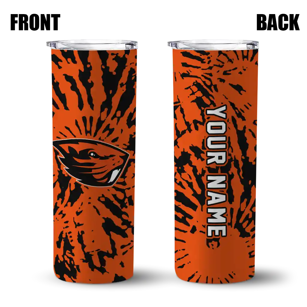 customized-oregon-state-beavers-metallic-grid-orange-skinny-tumbler-fashion-forward.webp