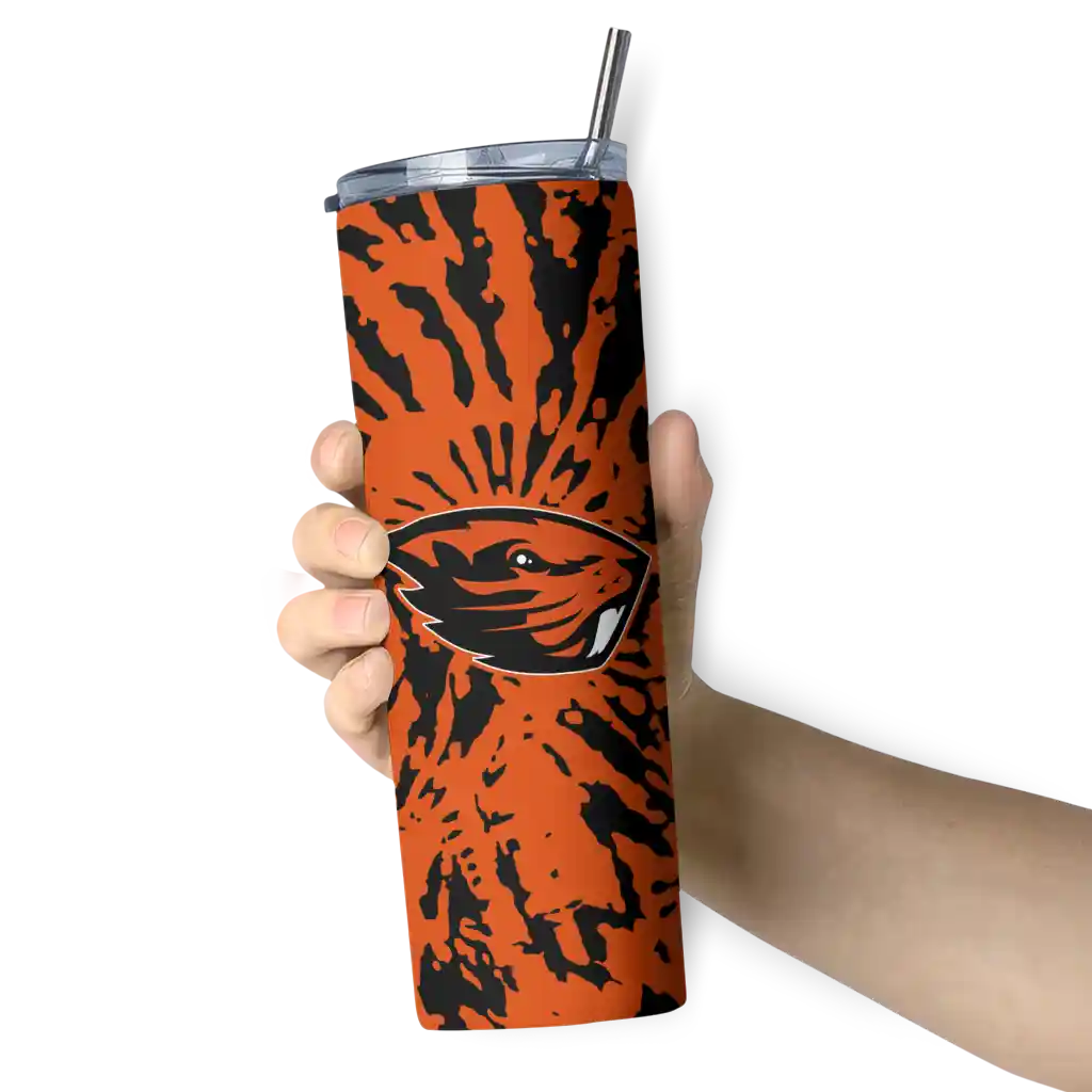 customized-oregon-state-beavers-metallic-grid-orange-skinny-tumbler-premium-grade.webp