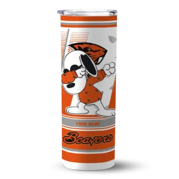 Customized Oregon State Beavers Snoopy Dog Orange White Skinny Tumbler