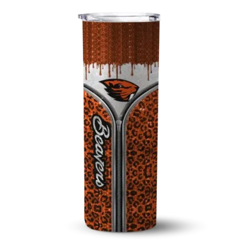 Customized Oregon State Beavers Sparkle Drip Orange Skinny Tumbler