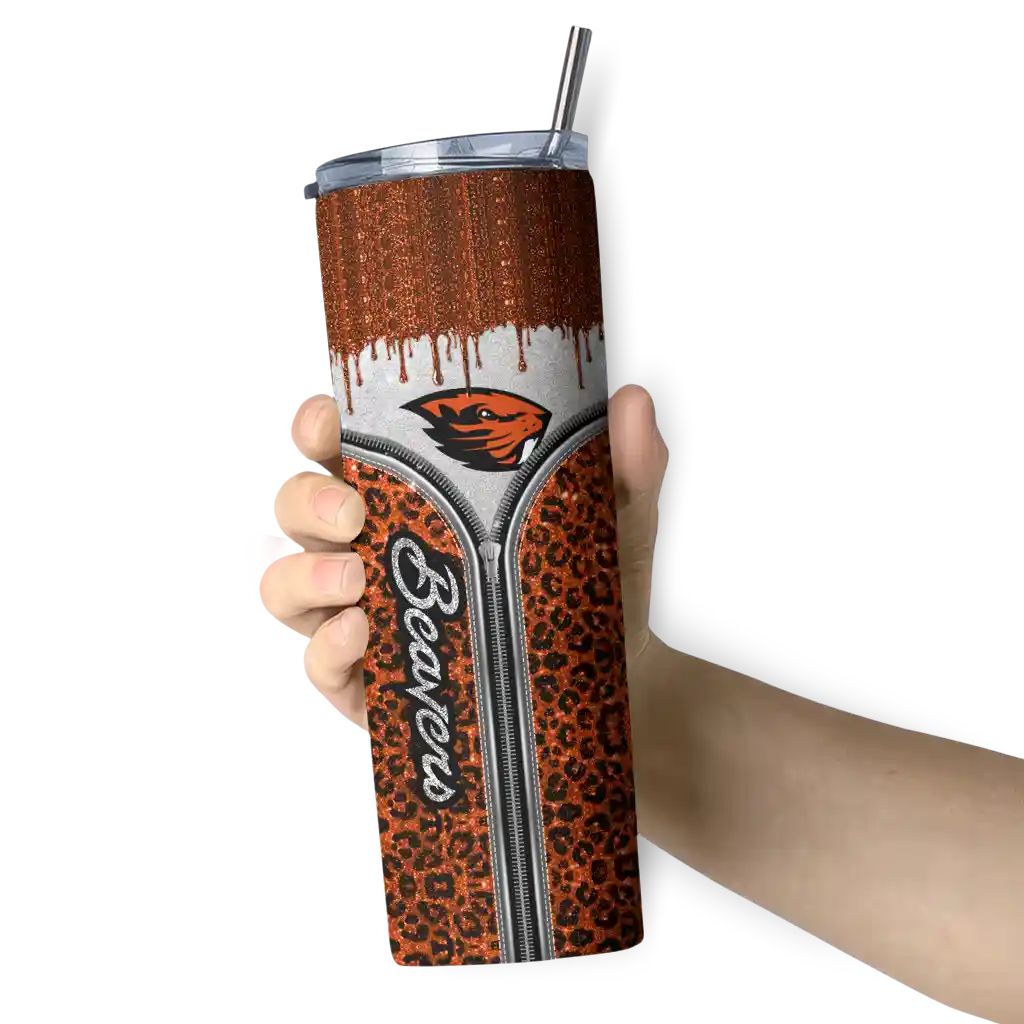 customized-oregon-state-beavers-sparkle-drip-orange-skinny-tumbler-premium-grade-1.webp