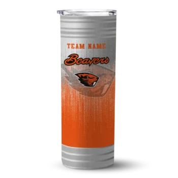 Customized Oregon State Beavers Swirl Texture Orange Skinny Tumbler