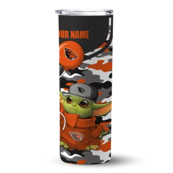 Customized Oregon State Beavers Yoda Camo Orange Black Skinny Tumbler
