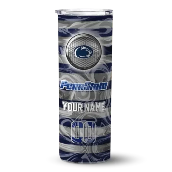 Customized Penn State Nittany Lions Patterned Waves Blue Skinny Tumbler