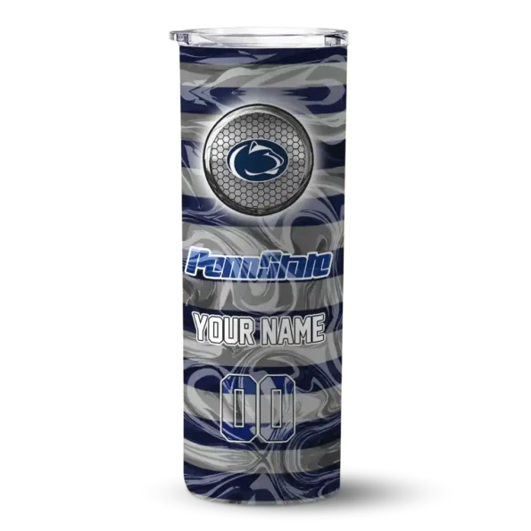 customized penn state nittany lions patterned waves blue skinny tumbler best selling