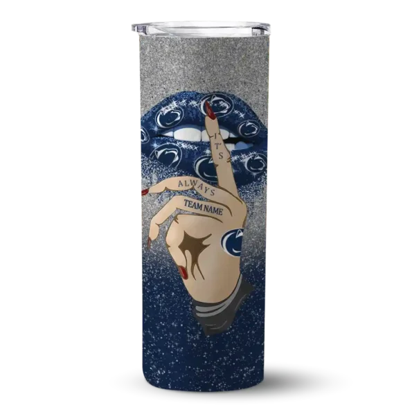 customized penn state nittany lions sparkle lips blue skinny tumbler best selling
